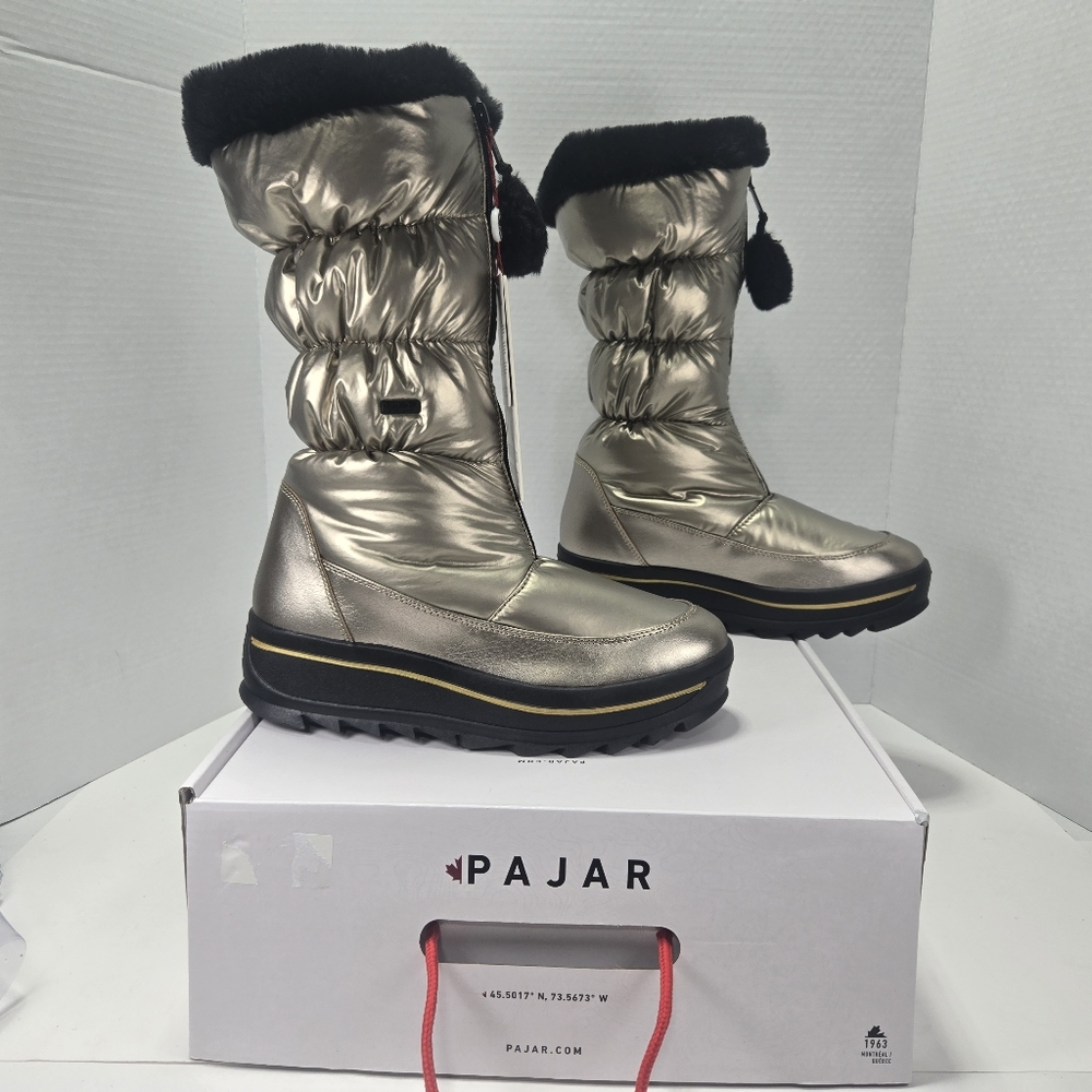 Pajar Toboggan 2.0 Women's Gold Stellare Rain Winter Snow Boots Size 9